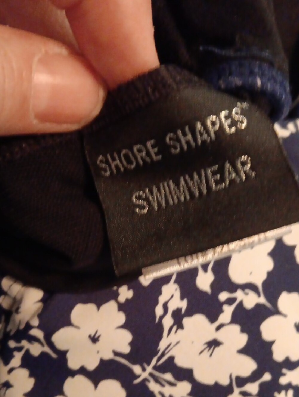 Navy and White Floral One-Piece Swimdress - Picture 2 of 5